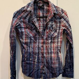 Krush Red and Blue Plaid Kids Shirt